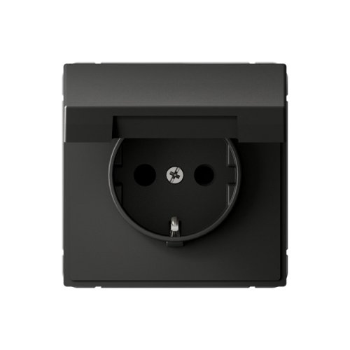 Розетка с заземлением без рамки Systeme Electric ArtGallery  1-м. крышка шторки базальт картинка